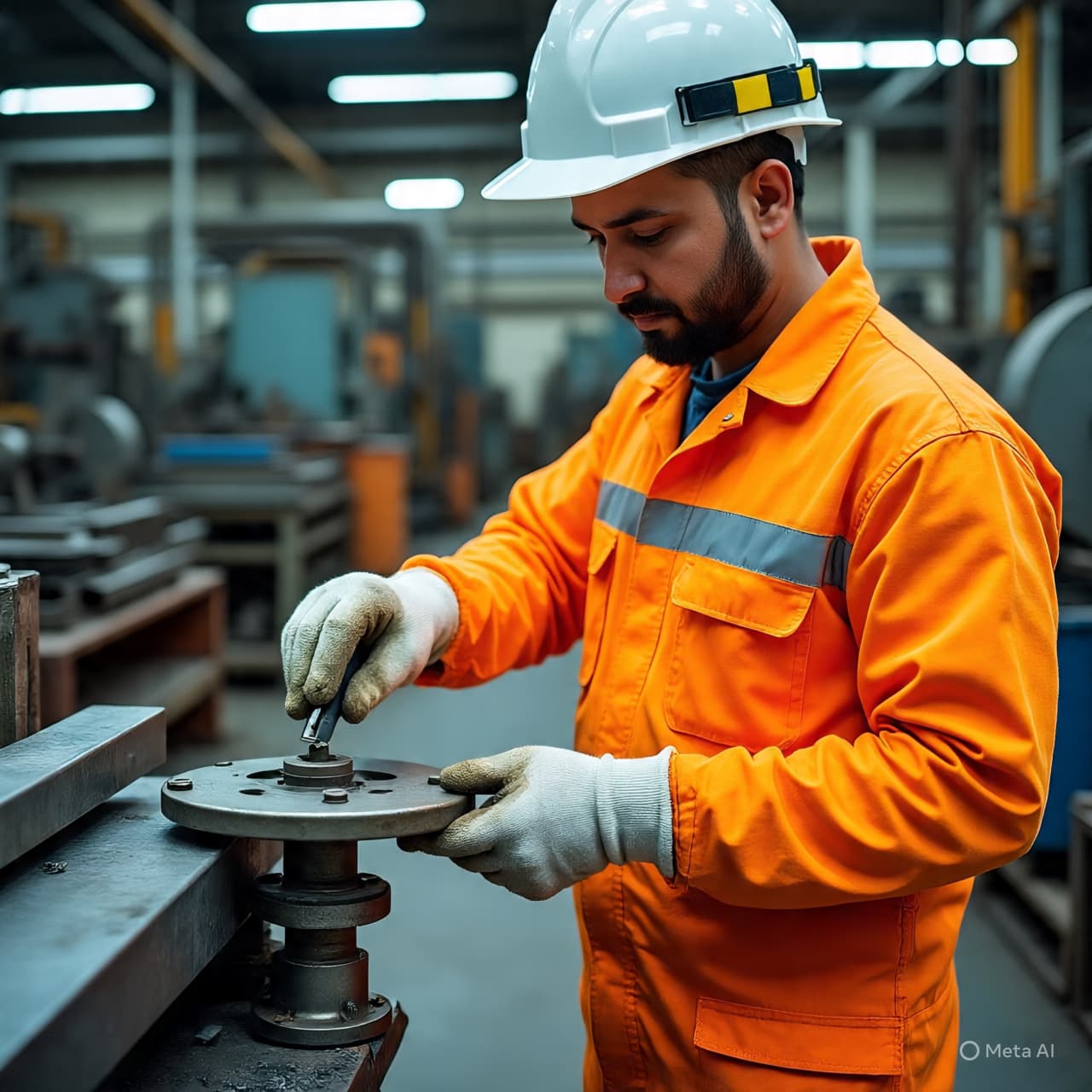 Industrial worker operating machinery